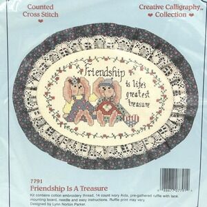 Vintage Stitchables Counted Cross Stitch Kit Friendship Is A Treasure NEW Sealed